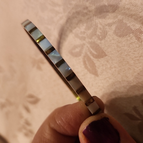 Vintage mother of pearl inlay bracelet 70s goldtoned - Picture 4 of 5